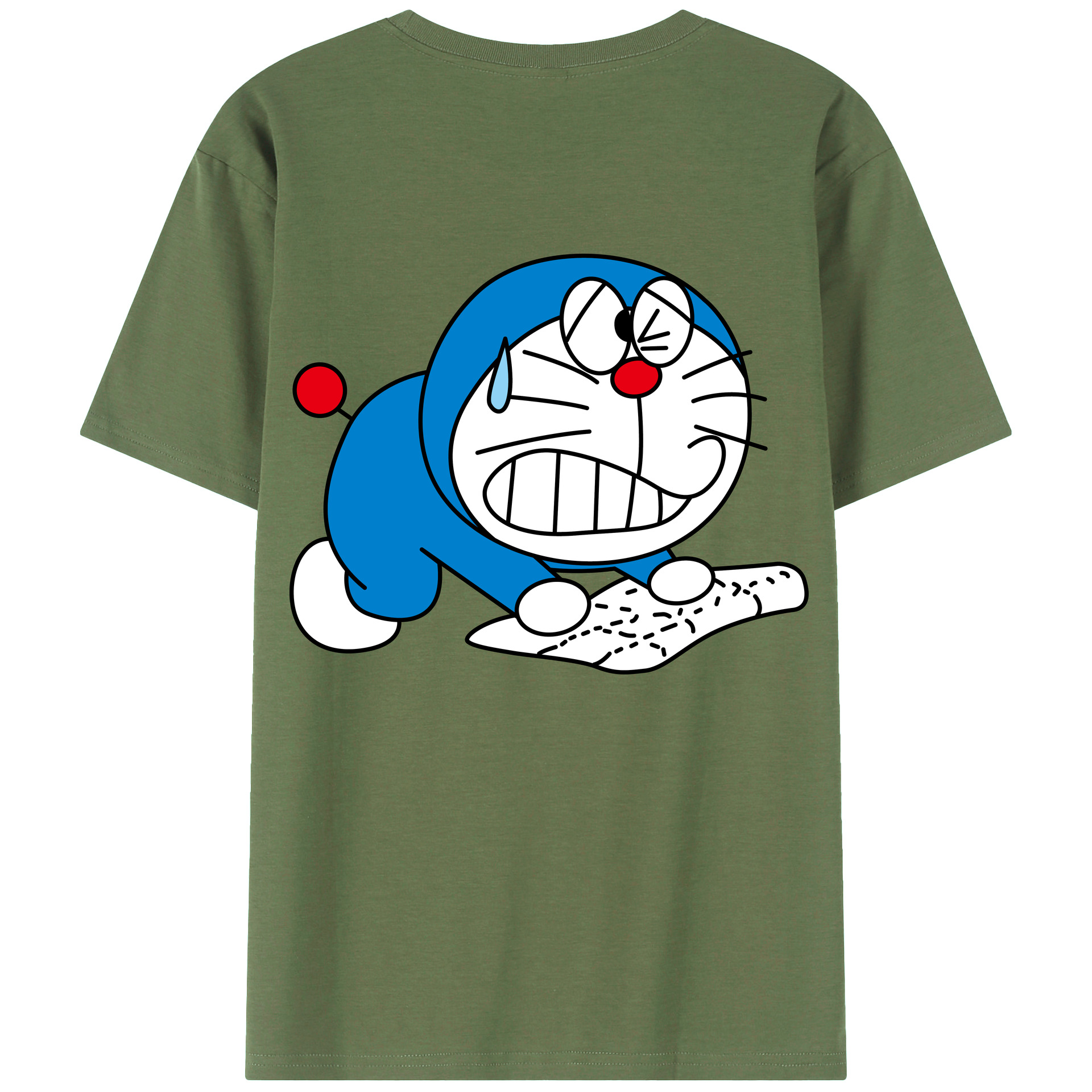 （画像用） ドラえもん Doraemon 綿100％ メンズ半袖Tシャツ（バックプリント） 通気性